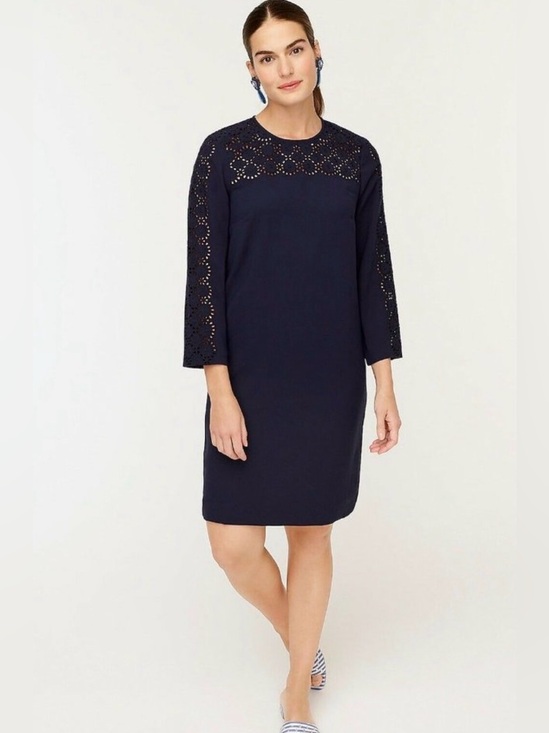 J. Crew Dresses & Skirts - NWT - J.Crew Laser-cut eyelet dress in 365
crepe-AK222